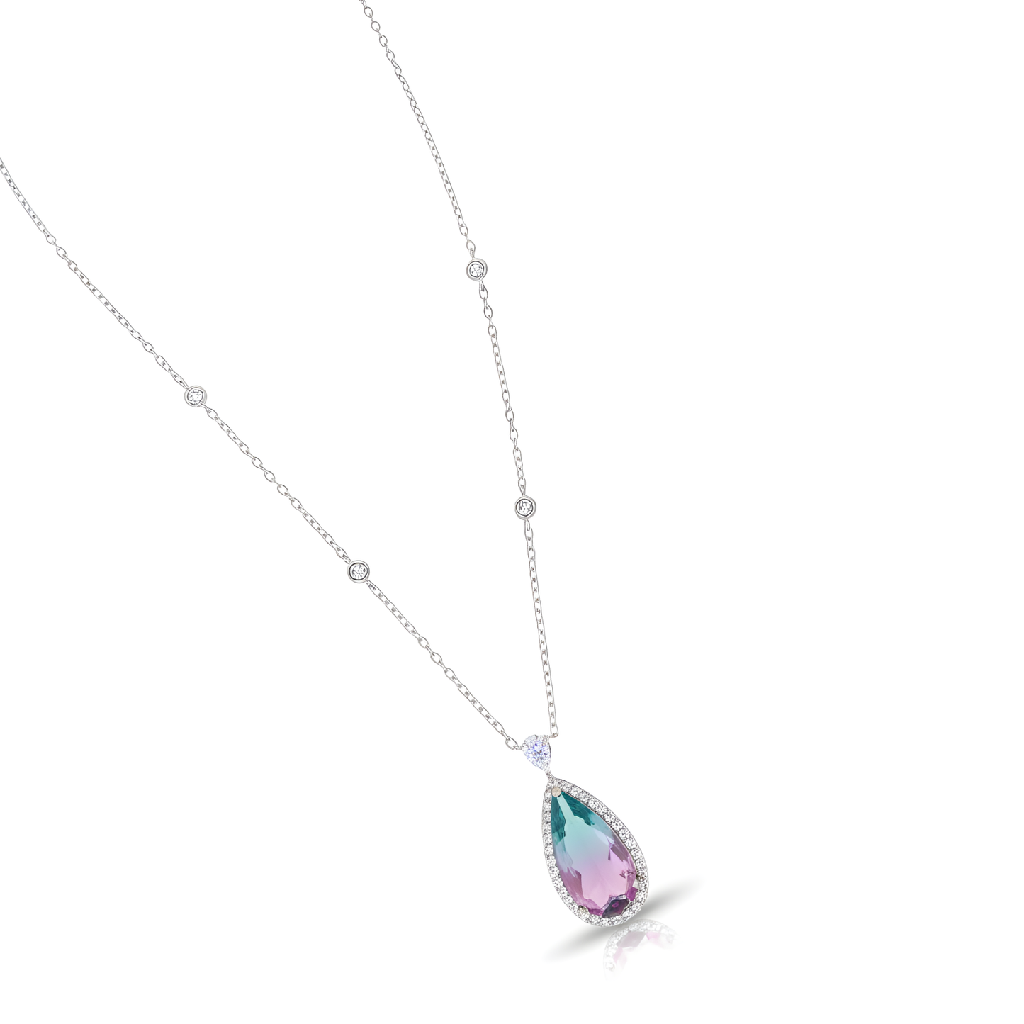 Rose Gold and Bi-Color Pear-Shaped Tourmaline Necklace