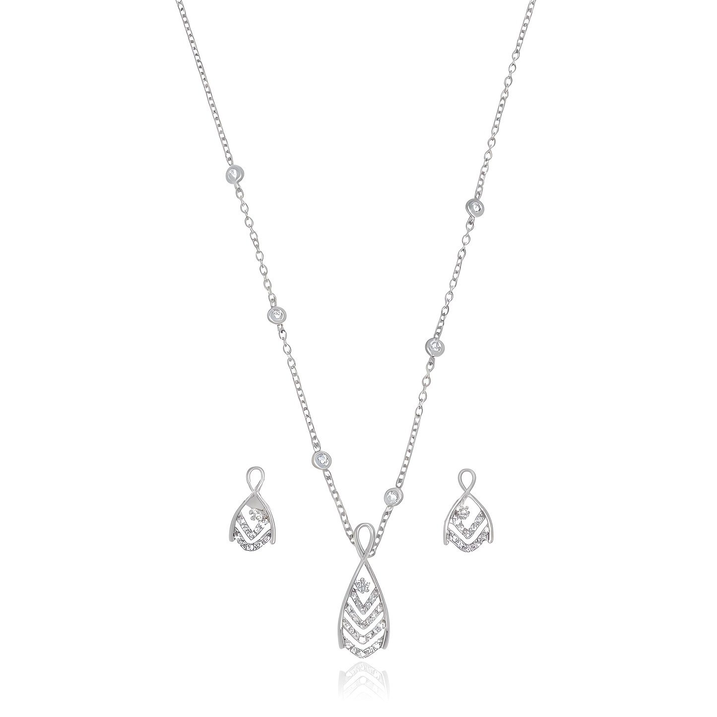 💎 Luxury 14K White Gold Pendant Set | Mother of Pearl • Moissanite • DEF VVS–VS CVD Diamonds