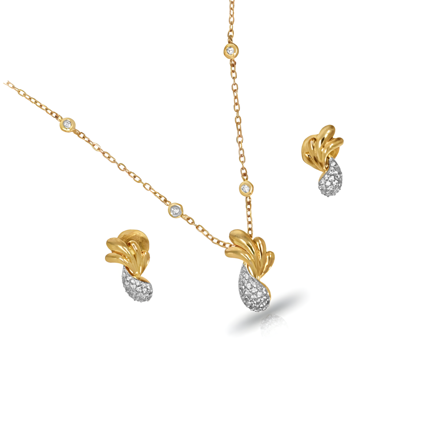 π Elegant 925 Silver Pendant & Earrings Set with CVD DEF Diamonds