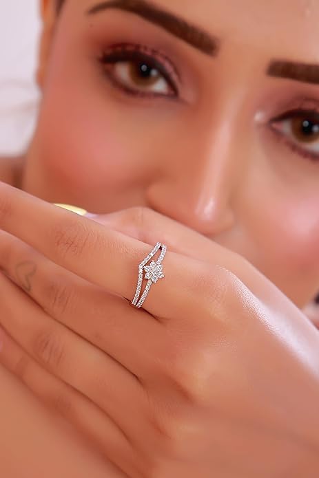 💎 Premium 0.75 Ct Round Diamond Ring | 925 Silver | DEF/VVS–VS Certified Jewelry