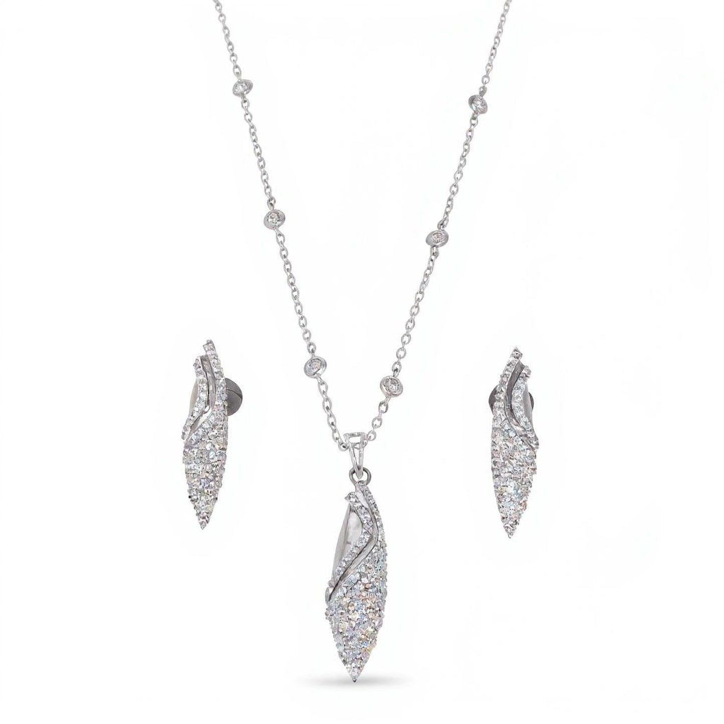 ✨ 925 Silver Pendant & Earrings Set with 2.9ct CVD DEF Diamonds | Luxury Sterling Silver Jewelry Gift for Women