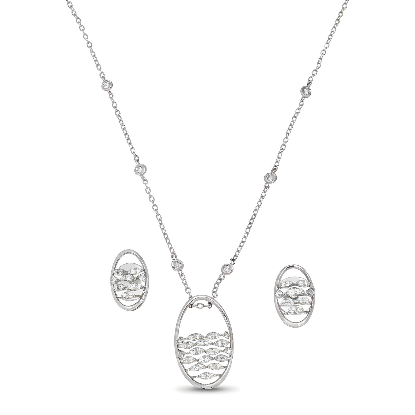 ✨ Sterling Silver Pendant & Earrings Set | DEF VVS–VS Lab-Grown Diamonds for Daily Elegance