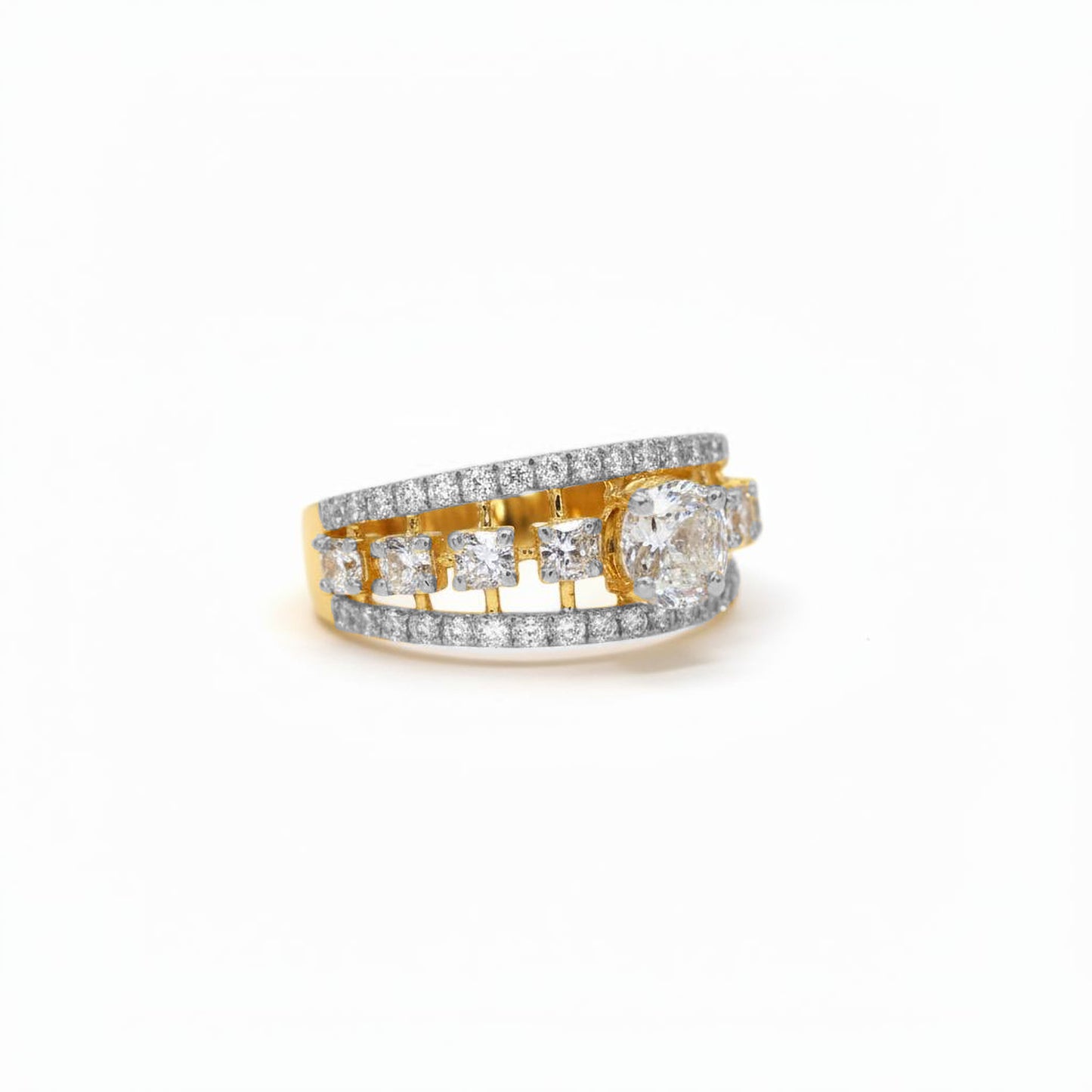 1.5 Ct Side Diamond Ring in 925 Silver | DEF VVS-VS Diamonds