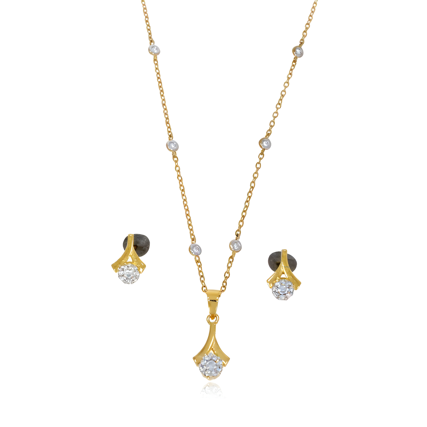 925 Sterling Silver Pendant & Earrings Set with Brilliant DEF VVS–VS Diamonds