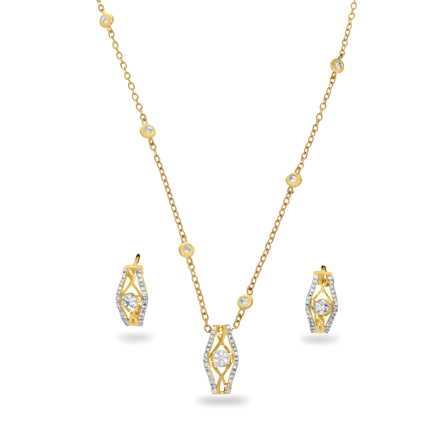 ✨ Elegant Diamond Pendant & Earrings Set in 925 Silver | Perfect Gift for Women