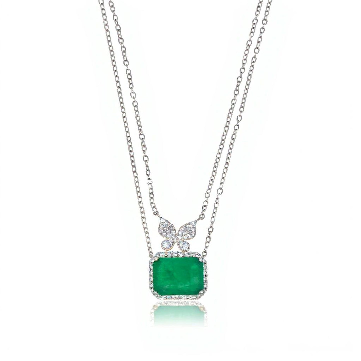 Emerald and Diamond Pendant Necklace