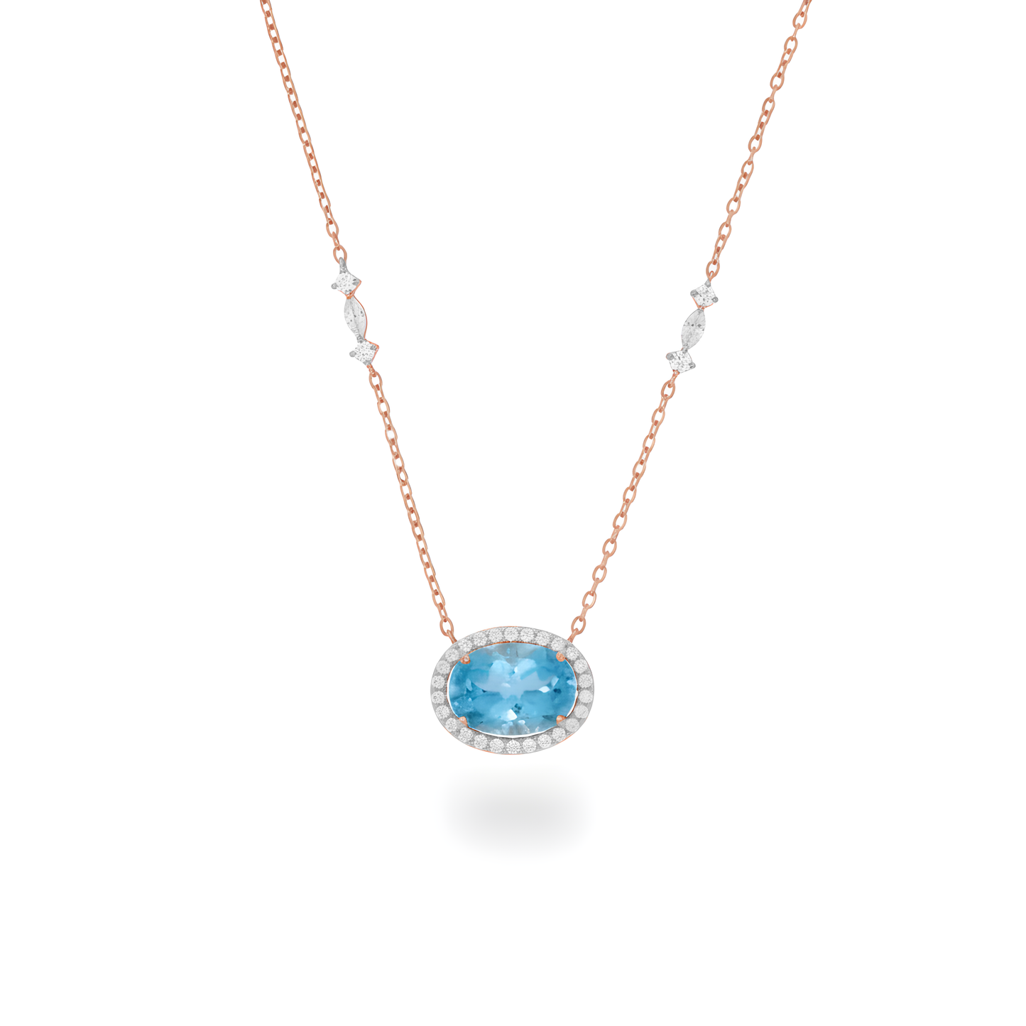 💎 Luxury 1.37 Ct Aqua Synthetic Stone Necklace | Sterling Silver 925 | DEF/VVS–VS | Perfect Gift for Her