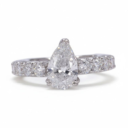 925 Silver Pear-Cut CZ Ring | 3.6 Ct Sparkle with 9-Stone Band | Luxury Women’s Jewelry