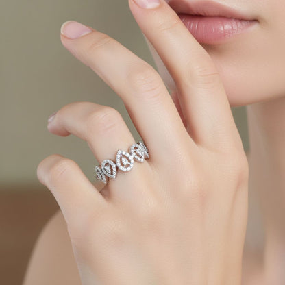 💎 Elegant 2 Ct Side Diamond Ring | 140-Stone Design | Sterling Silver DEF/VVS–VS