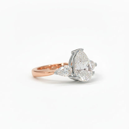 925 Silver Pear-Cut CZ Diamond Ring | 3.6 Ct Triple-Stone Sparkle | Elegant Women’s Fine Jewelry
