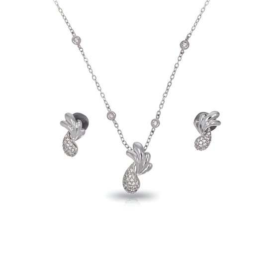 💎 Elegant 925 Silver Pendant & Earrings Set with CVD DEF Diamonds