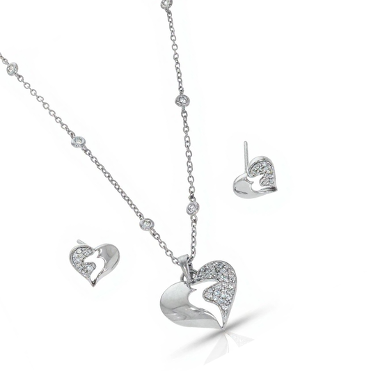 Premium Moissanite Pendant & Earrings Set | 14K White Gold | DEF VVS–VS Brilliance