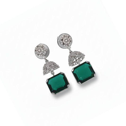 💎 Premium Green Hydro & Side Diamond Earrings | 1.5 Ct | Sterling Silver | DEF VVS–VS