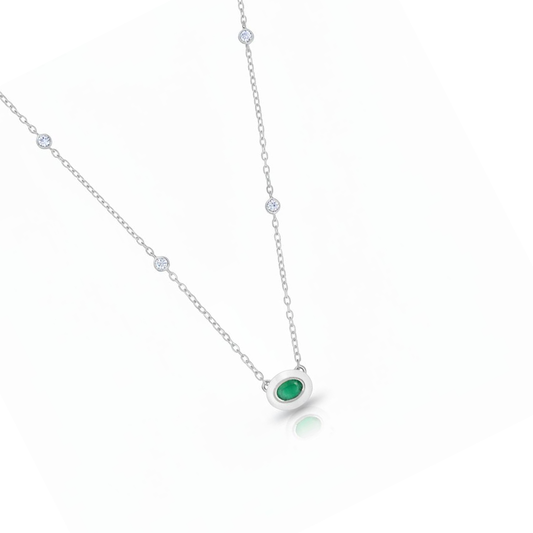 💎 Luxury 1.28 Ct CVD Diamond Pendant Necklace | Mother of Pearl with Green Onyx | Sterling Silver 925 | DEF/VVS–VS | Gift for Her