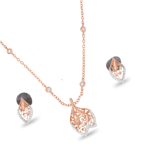 💎 925 Silver Pendant & Earring Set  0.60 Ct Side Diamonds | DEF VVS–VS