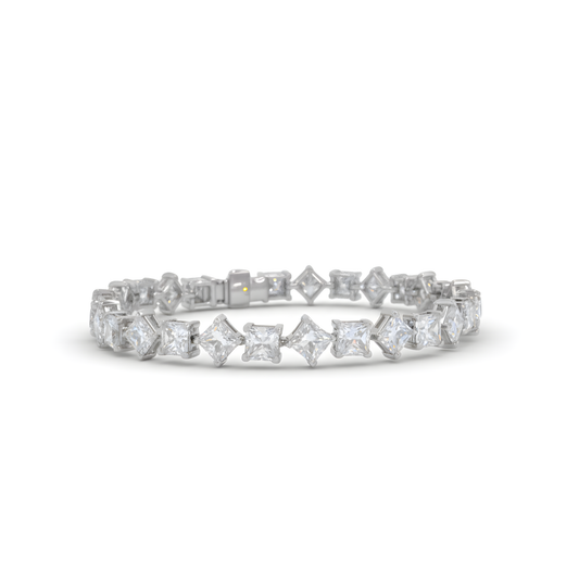 💎 Luxury Princess Diamond Bracelet | Sterling Silver 925 | DEF/VVS–VS Clarity | Sophisticated Jewelry for Women
