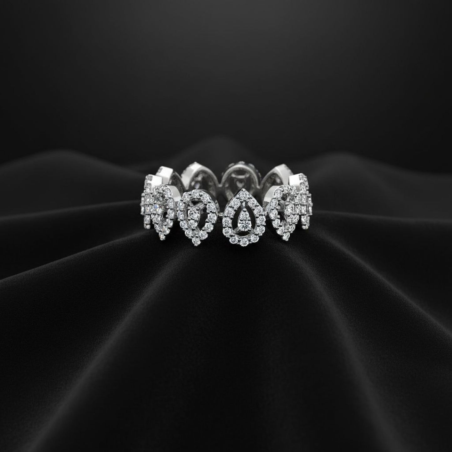 💎 Elegant 2 Ct Side Diamond Ring | 140-Stone Design | Sterling Silver DEF/VVS–VS