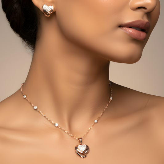 💎 925 Silver Pendant & Earrings Set | Elegant DEF VVS–VS Diamond Jewelry