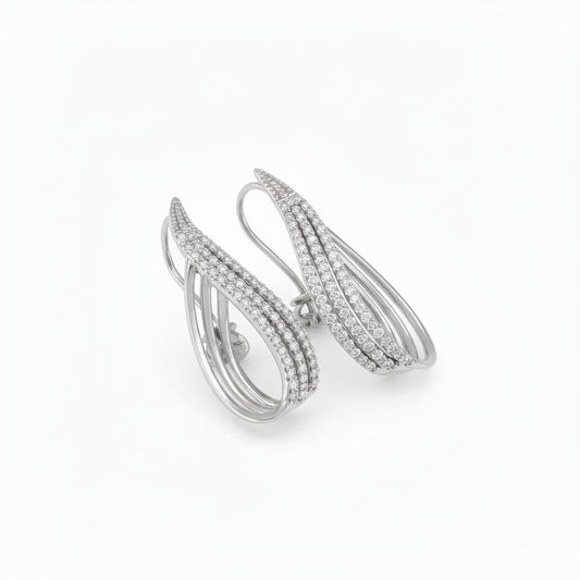 💎 Elegant 1.98 Ct Side Diamond Earrings | Sterling Silver | DEF VVS–VS