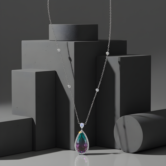 Rose Gold and Bi-Color Pear-Shaped Tourmaline Necklace