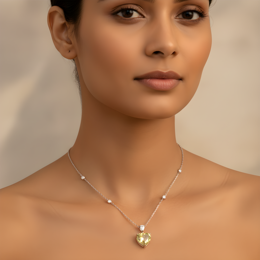 💎 Premium 5.64 Ct Yellow Synthetic CVD Diamond Necklace | 925 Silver | DEF/VVS–VS Grade | Perfect Gift for Her