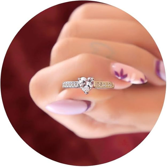 925 Silver Ring | Round & Heart Shape | Elegant & Timeless Design