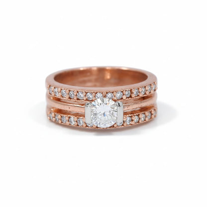 💎 Elegant 1 Ct Side Diamond Ring in 925 Silver | DEF VVS–VS | Pearl Synthetic Design