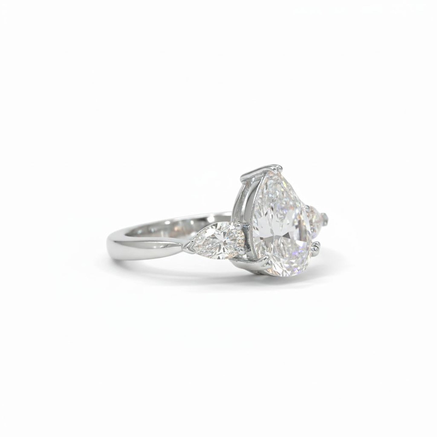 925 Silver Pear-Cut CZ Diamond Ring | 3.6 Ct Triple-Stone Sparkle | Elegant Women’s Fine Jewelry