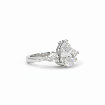925 Silver Pear-Cut CZ Diamond Ring | 3.6 Ct Triple-Stone Sparkle | Elegant Women’s Fine Jewelry
