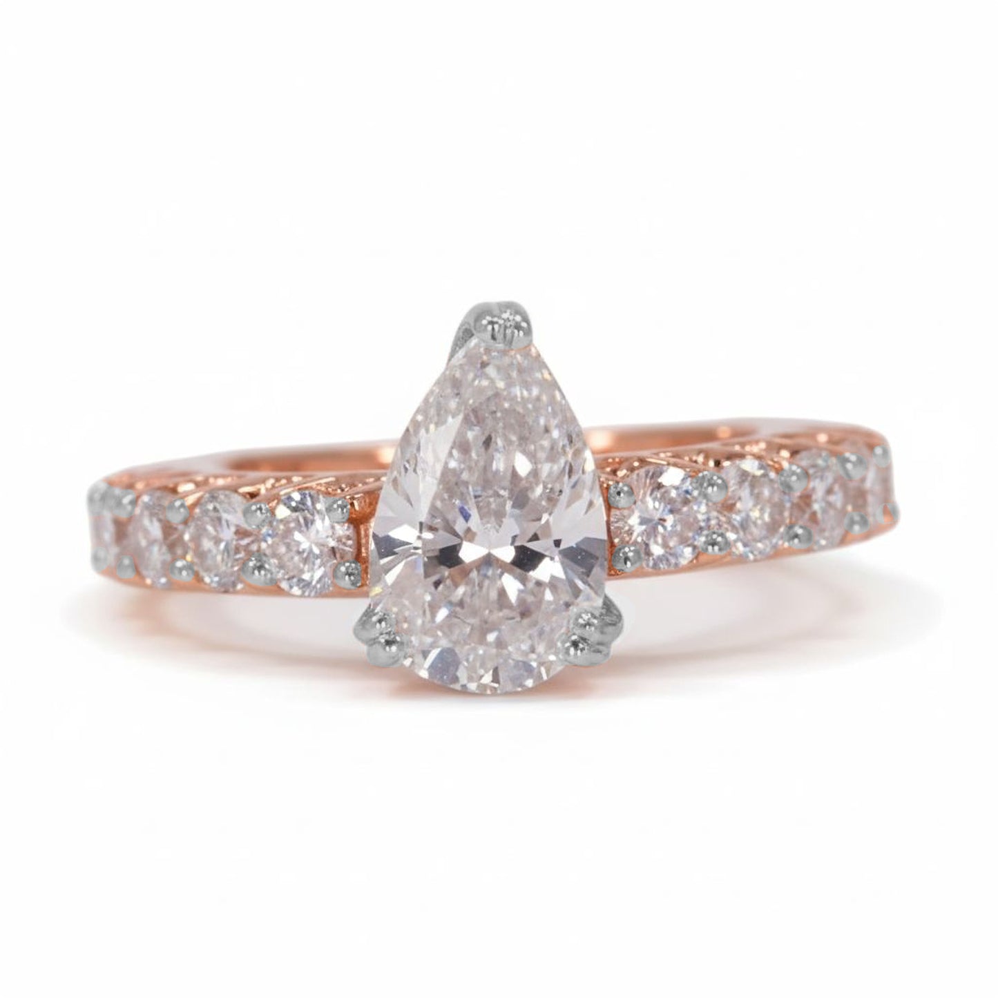 925 Silver Pear-Cut CZ Ring | 3.6 Ct Sparkle with 9-Stone Band | Luxury Women’s Jewelry