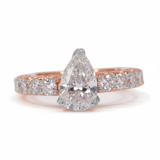 925 Silver Pear-Cut CZ Ring | 3.6 Ct Sparkle with 9-Stone Band | Luxury Women’s Jewelry