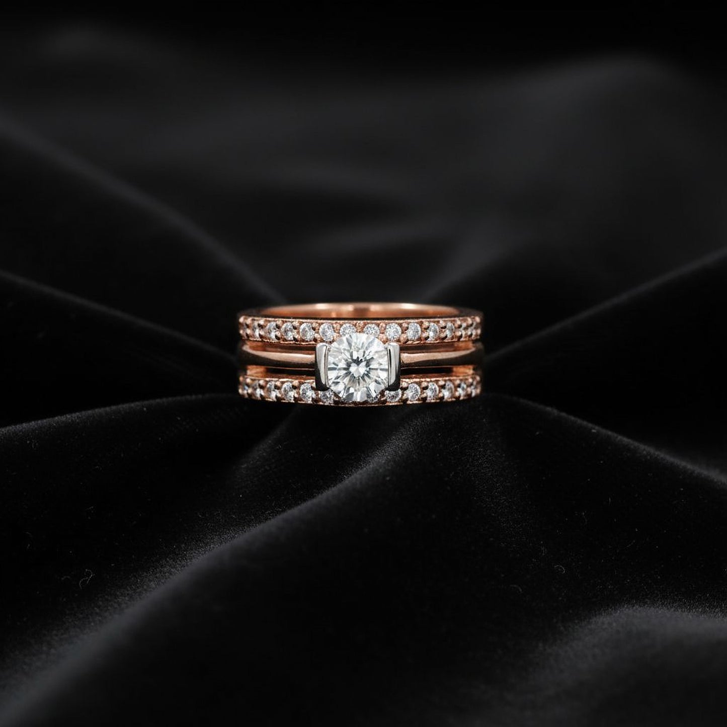 💎 Elegant 1 Ct Side Diamond Ring in 925 Silver | DEF VVS–VS | Pearl Synthetic Design