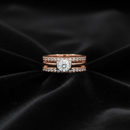 💎 Elegant 1 Ct Side Diamond Ring in 925 Silver | DEF VVS–VS | Pearl Synthetic Design