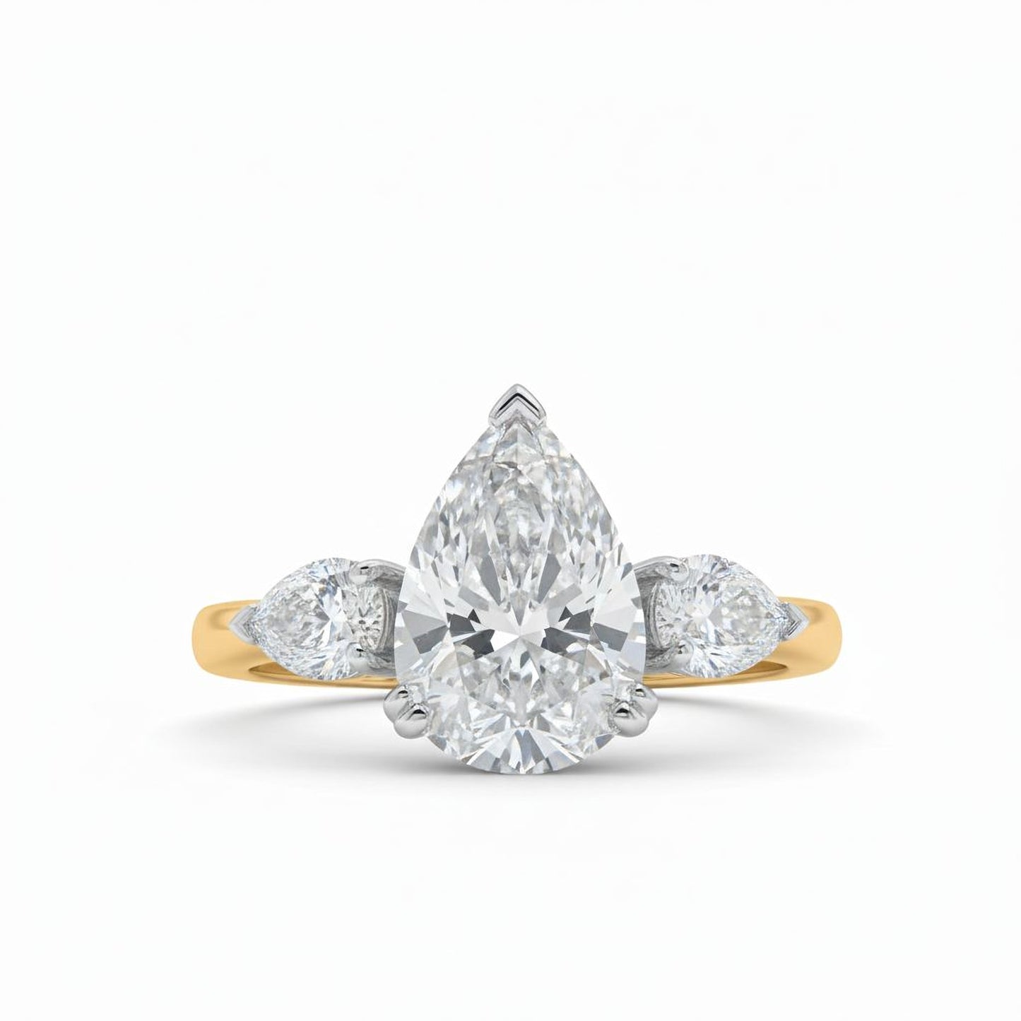 925 Silver Pear-Cut CZ Diamond Ring | 3.6 Ct Triple-Stone Sparkle | Elegant Women’s Fine Jewelry