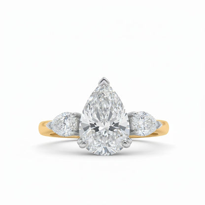 925 Silver Pear-Cut CZ Diamond Ring | 3.6 Ct Triple-Stone Sparkle | Elegant Women’s Fine Jewelry