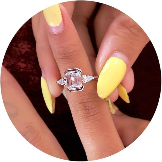 925 Silver Ring | Pear & Emerald Shape | Elegant & Timeless Design