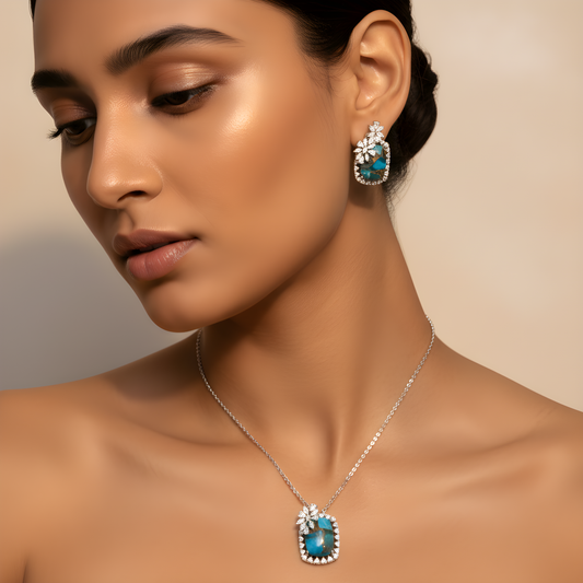 💎 Luxury 22.47 Carat Dichroic Pendant & Earrings Set | 925 Sterling Silver | DEF/VVS–VS Lab-Grown Diamonds