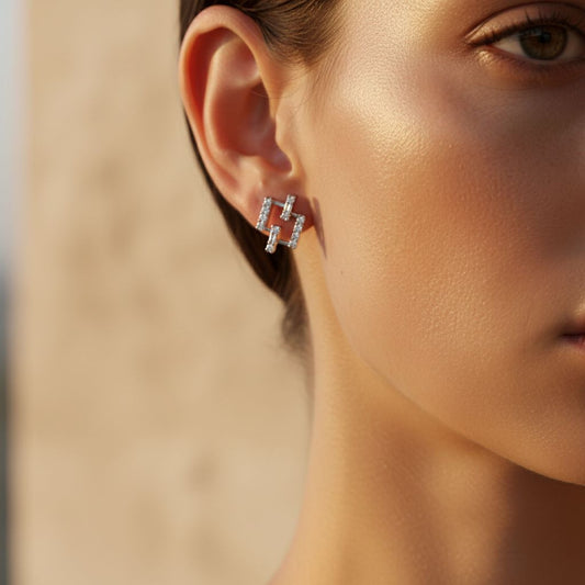 💎Stylish Sterling Silver Earrings | Brilliant Moissanite & CZ Sparkle | Premium Women’s Jewelry