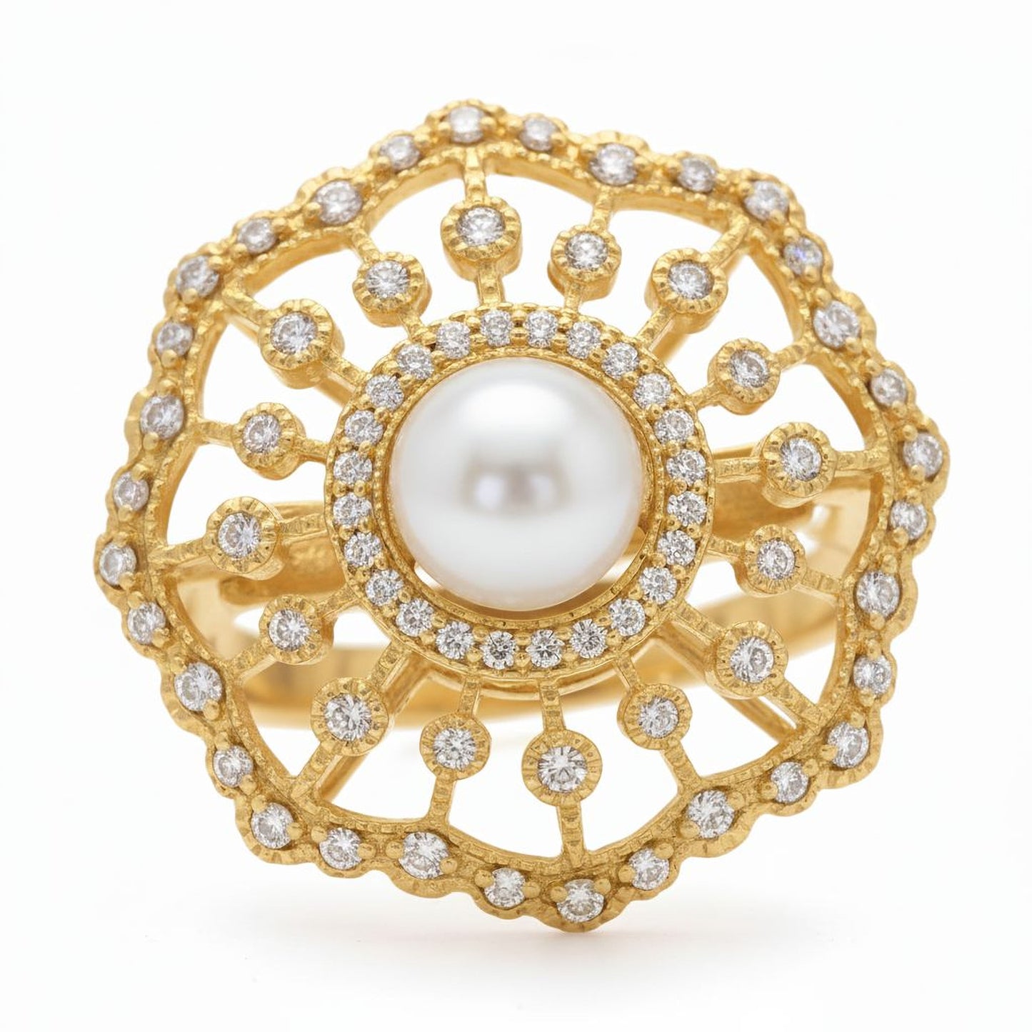 ✨ Premium 925 Silver Pearl Ring with 1.5 Ct Side Diamonds | DEF VVS–VS Quality