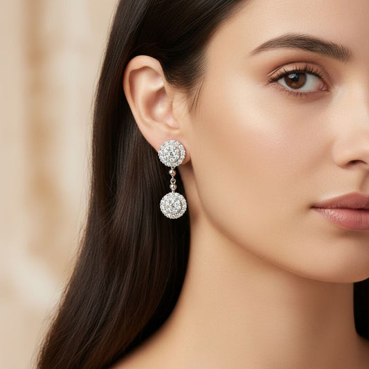 💎 Stylish Sterling Silver Earrings | Radiant Moissanite & CZ Sparkle | Lightweight & Elegant