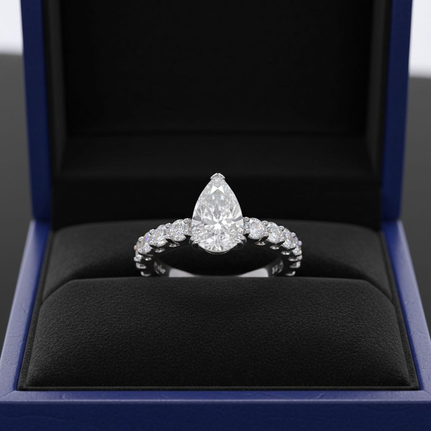 925 Silver Pear-Cut CZ Ring | 3.6 Ct Sparkle with 9-Stone Band | Luxury Women’s Jewelry