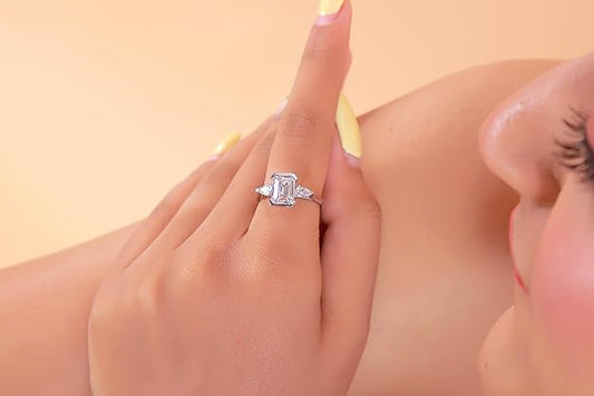 925 Silver Ring | Pear & Emerald Shape | Elegant & Timeless Design