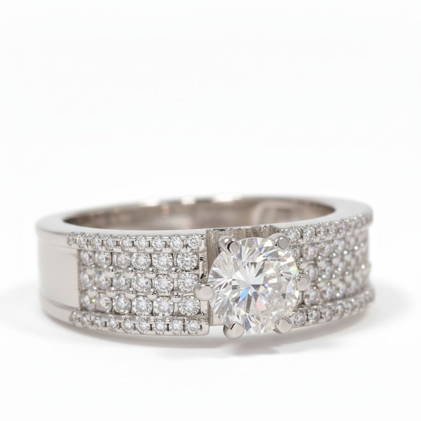 ✨ Luxury 925 Silver Ring with 2.66 Ct Side Diamonds | DEF VVS–VS Quality