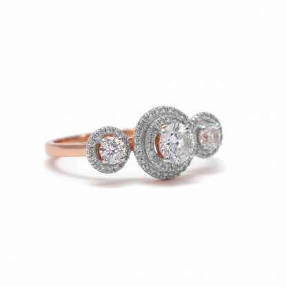 925 Sterling Silver Triple-Halo CZ Diamond Ring | 49 Sparkling Stones | 0.55 Ct Brilliant Accent Design