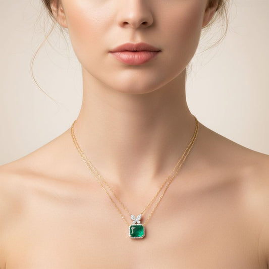 Emerald and Diamond Pendant Necklace