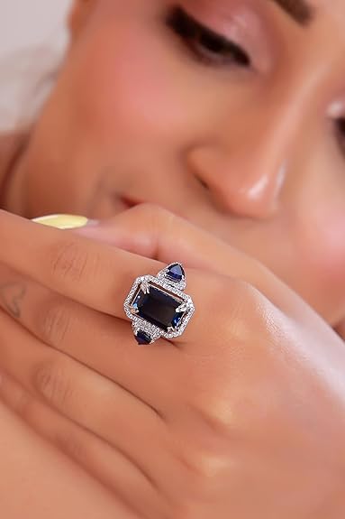 925 Silver Ring  | Round & Trillion Shape | Elegant & Timeless Design