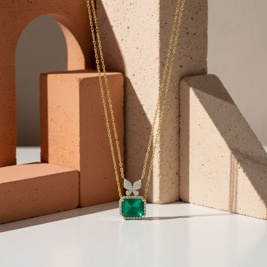 Emerald and Diamond Pendant Necklace