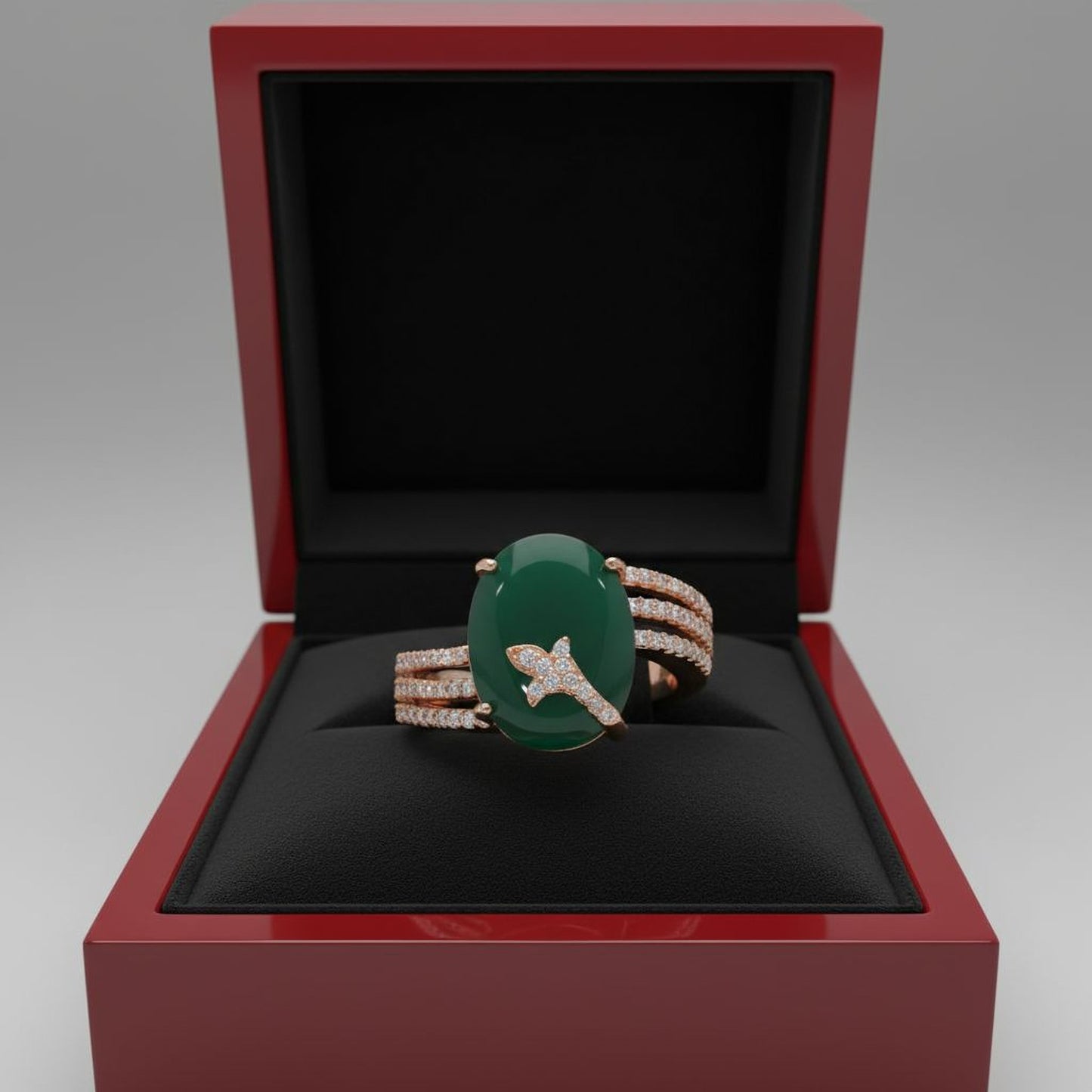 💎 Premium Green Onyx & Side Diamond Ring | 0.66 Ct | 925 Silver | DEF VVS–VS