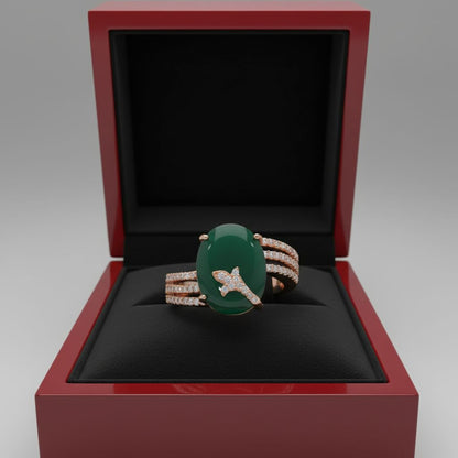 💎 Premium Green Onyx & Side Diamond Ring | 0.66 Ct | 925 Silver | DEF VVS–VS