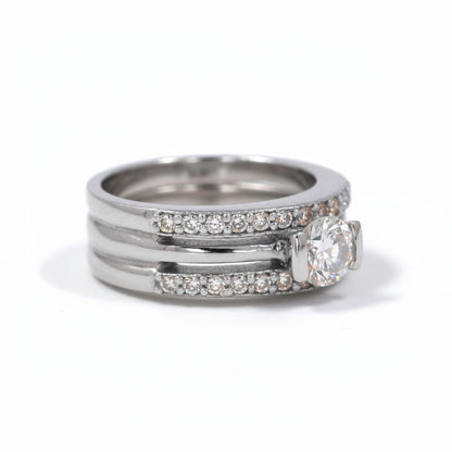 💎 Elegant 1 Ct Side Diamond Ring in 925 Silver | DEF VVS–VS | Pearl Synthetic Design